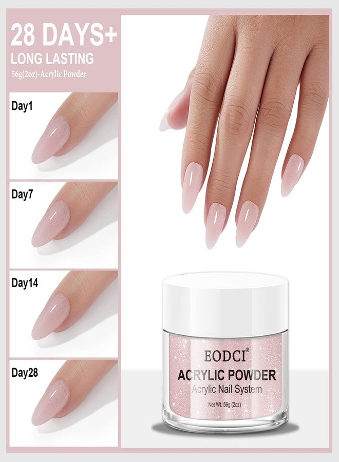 EODCI Glitter Pink Acrylic Powder - 56g/2oz Acrylic Nail Cover Powder for Nail Extension, Professional Nail Design, Sculpting, and Nail Building - Salon-Quality Acrylic Nail Supplies - Image 2